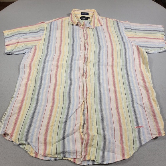 Daniel Cremieux Mens Italian Linen Shirt‎ Striped Button Down Tailored Fit XL - Picture 2 of 7